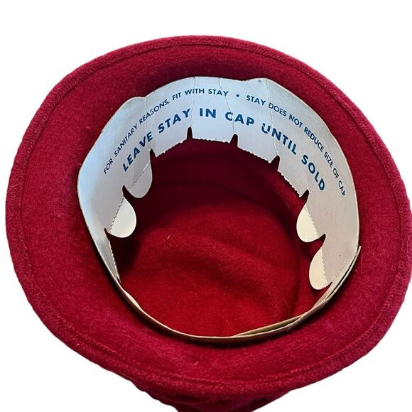 Toucan Collection Red Cloche Women SZ 6 1/2 Vintage With Flower Wool Retro Chic - Picture 9 of 11